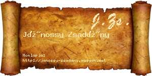 Jánossy Zsadány névjegykártya
